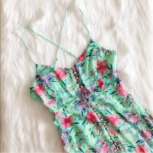NWOT [love sadie] seafoam/pink floral maxi dress